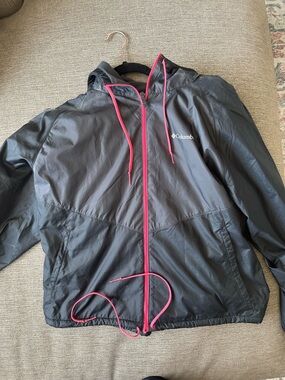 Columbia Black Jacket with Pink Trim and Hood